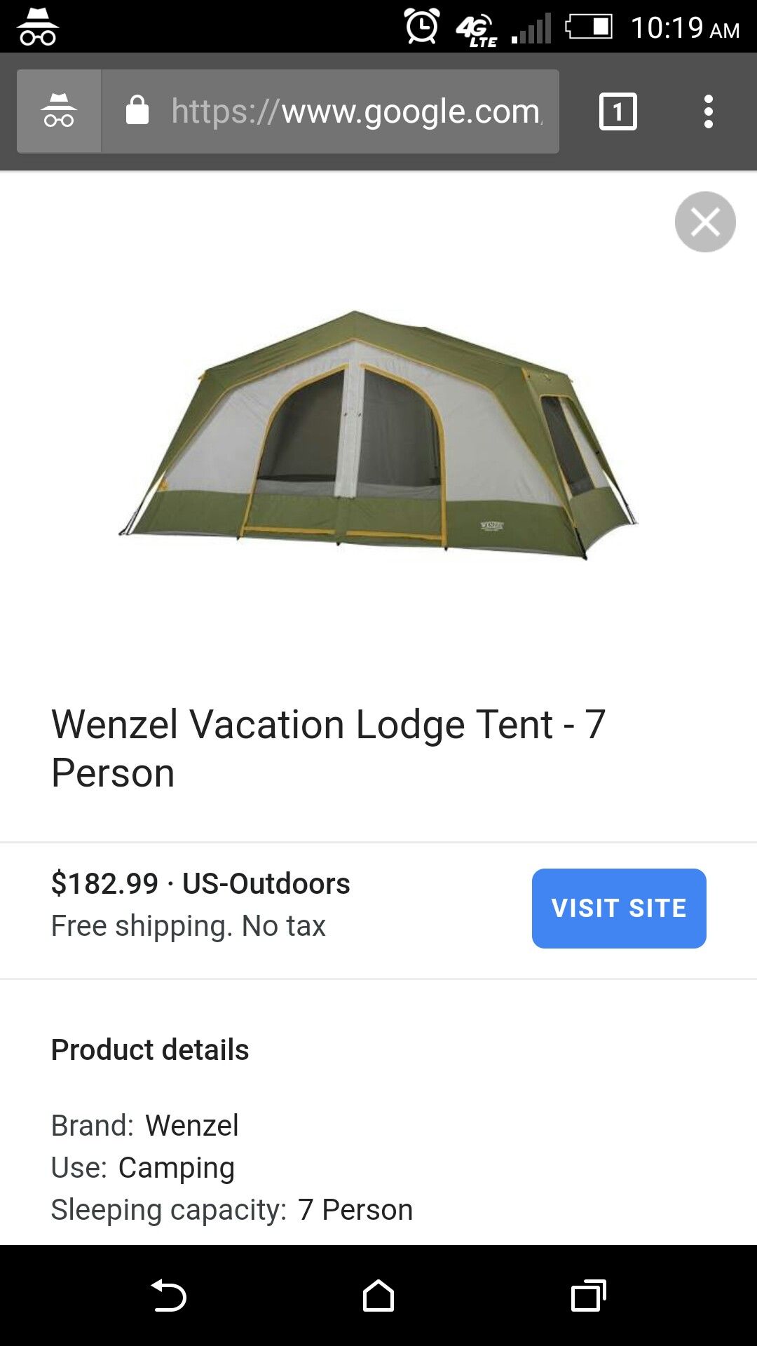 7-10 person multiple room tent . Not actual photo