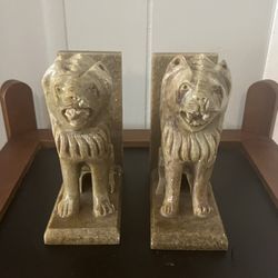 Old Marble Lions  bookends