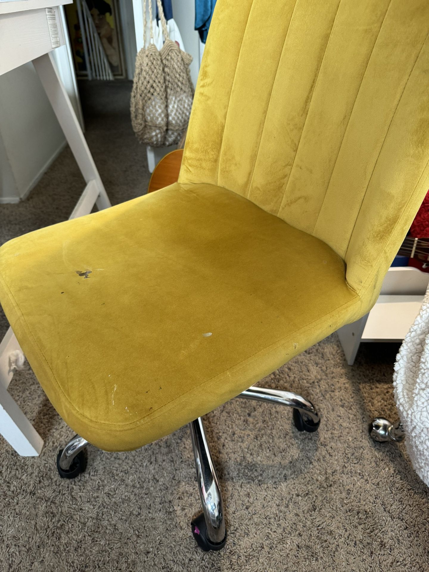 Yellow soft spinning chair