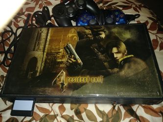 4 residential evil skinned Sony PlayStation 2 PS2 fat console SCPH-30001 with games