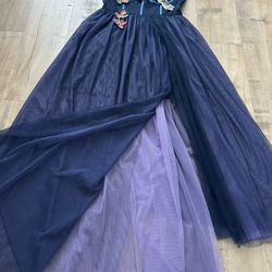 Handmade dress, navy blue and lavender purple evening wear and proms Teens Dress Size S