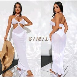 White Cover-Up Dress 🤍 Small To Large