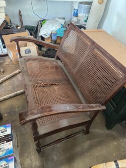 Rattan bench with back