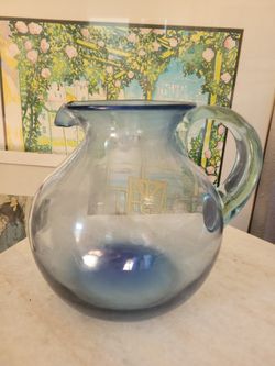 Vintage Mexican hand-blown glass pitcher