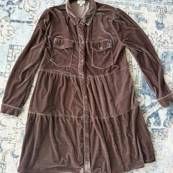 Umgee USA Velvet Button Down Tiered Dress