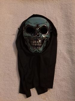 Skull Halloween Mask with Black Hood