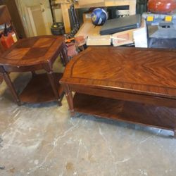 Wood Coffe Table And Side Table