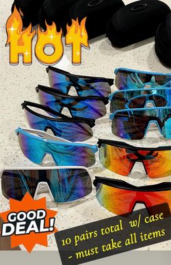 10 Pairs Sport Shield Sunglasses with Cases