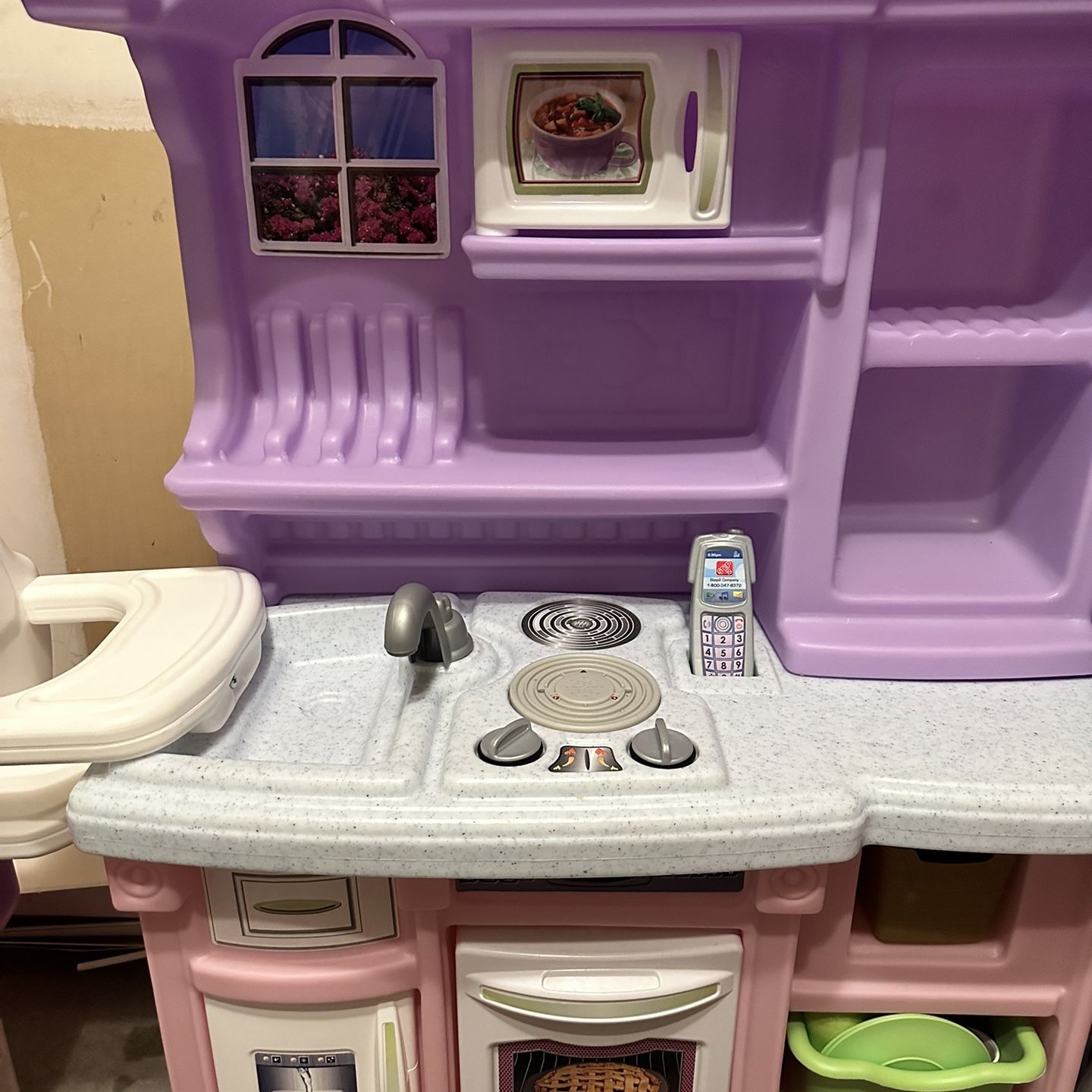 Step2 Pink and Purple Play Kitchen with Kitchen Appliances, dishes