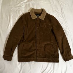 VINTAGE Brown Corduroy Jacket Sherpa Lined XL 