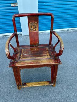 Antique Chinese Red Lacquer Armchair