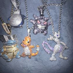 CZ Silver And Gold Plated Pokémon Pendants And Chain