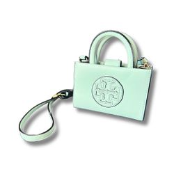 Chic Mint Mini: Authentic Tory Burch Crossbody with Gold Hardware