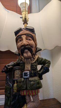 Vintage Pilot Caricature Figurine Table Lamp