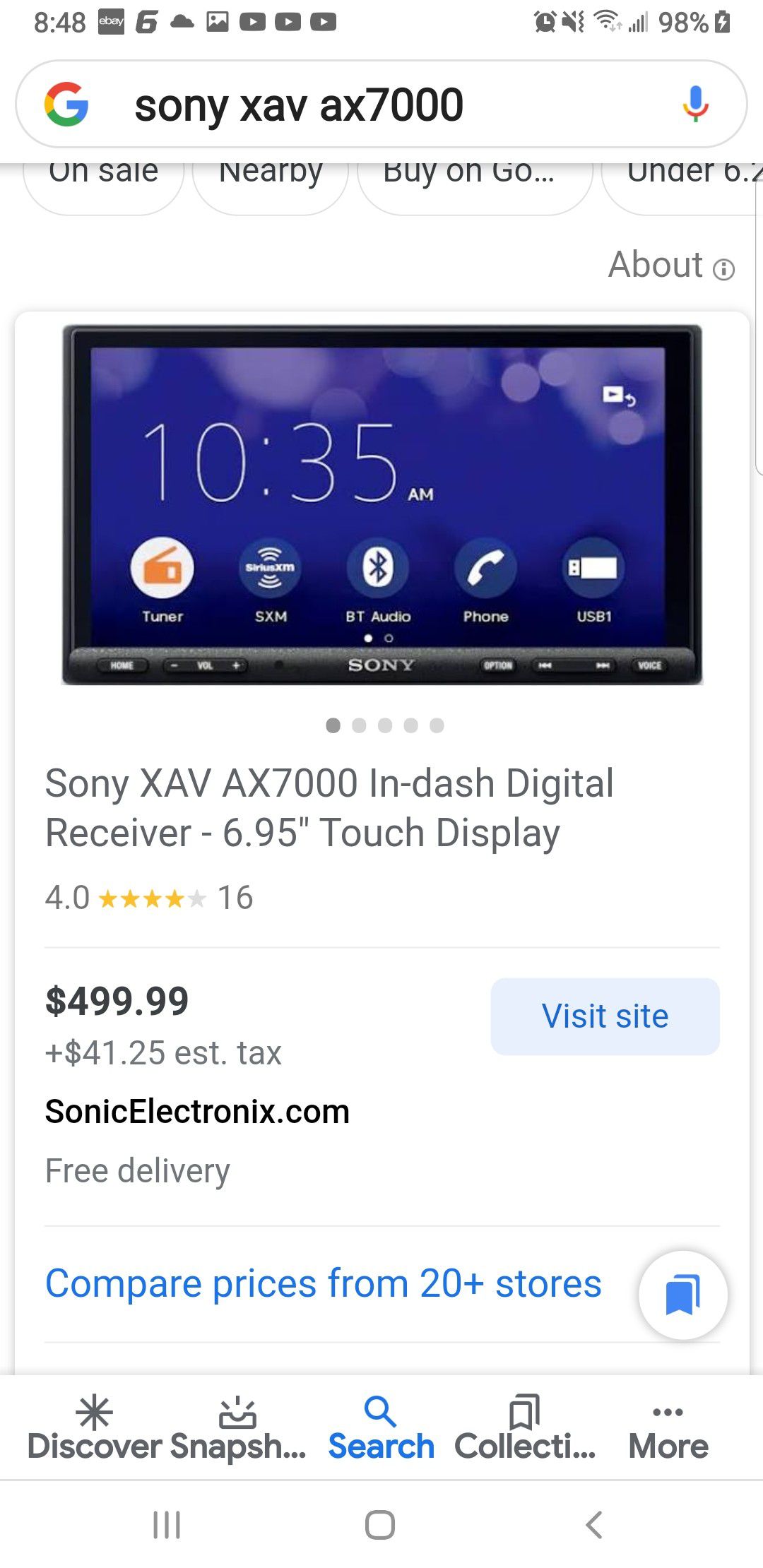 Sony XAV AX7000 In-dash Digital Receiver - 6.95" Touch Display