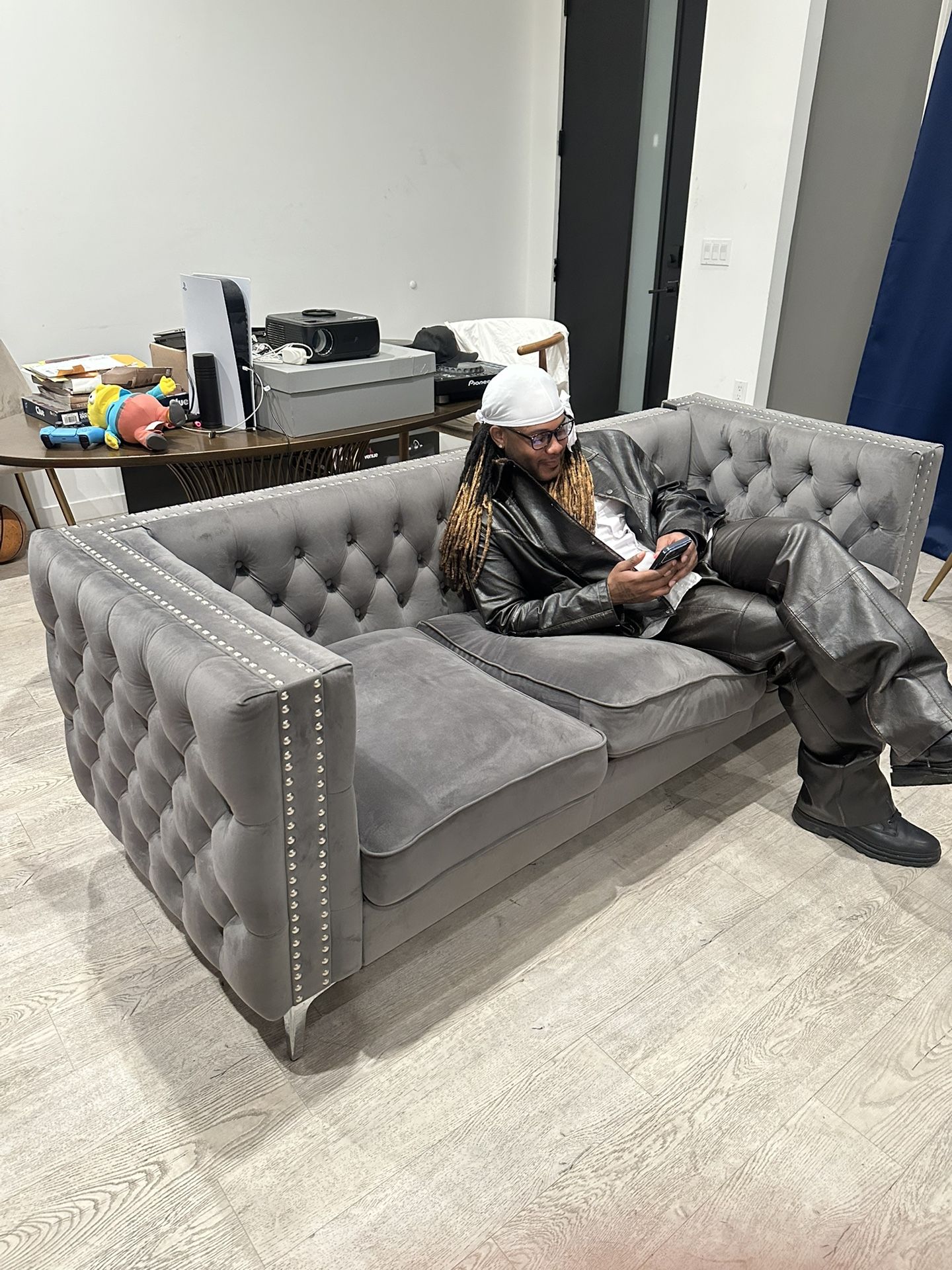 Grey Suede Sofa / Couch Moving Sale