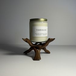 Midcentury modern Hand Carved Wooden Candle Holder