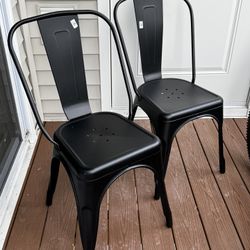 2 Black Metal Dining Chairs