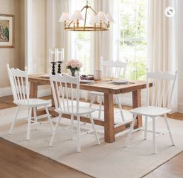 4X White color solid wood dining chairs