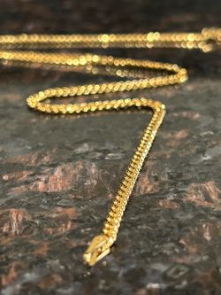 18K Gold Plated Cuban Link Chain 17”in 12gs 3.0 mm
