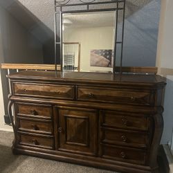 Heavy Solid wood dresser With Mirror