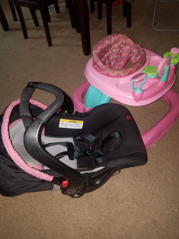 Car seat and baby walker...