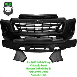 For 2023 2024 Chevy Colorado Front Bumper with Grilles & Fog Covers Guard Assembly Set