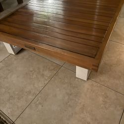 Platform Teak Outdoor Side Table 