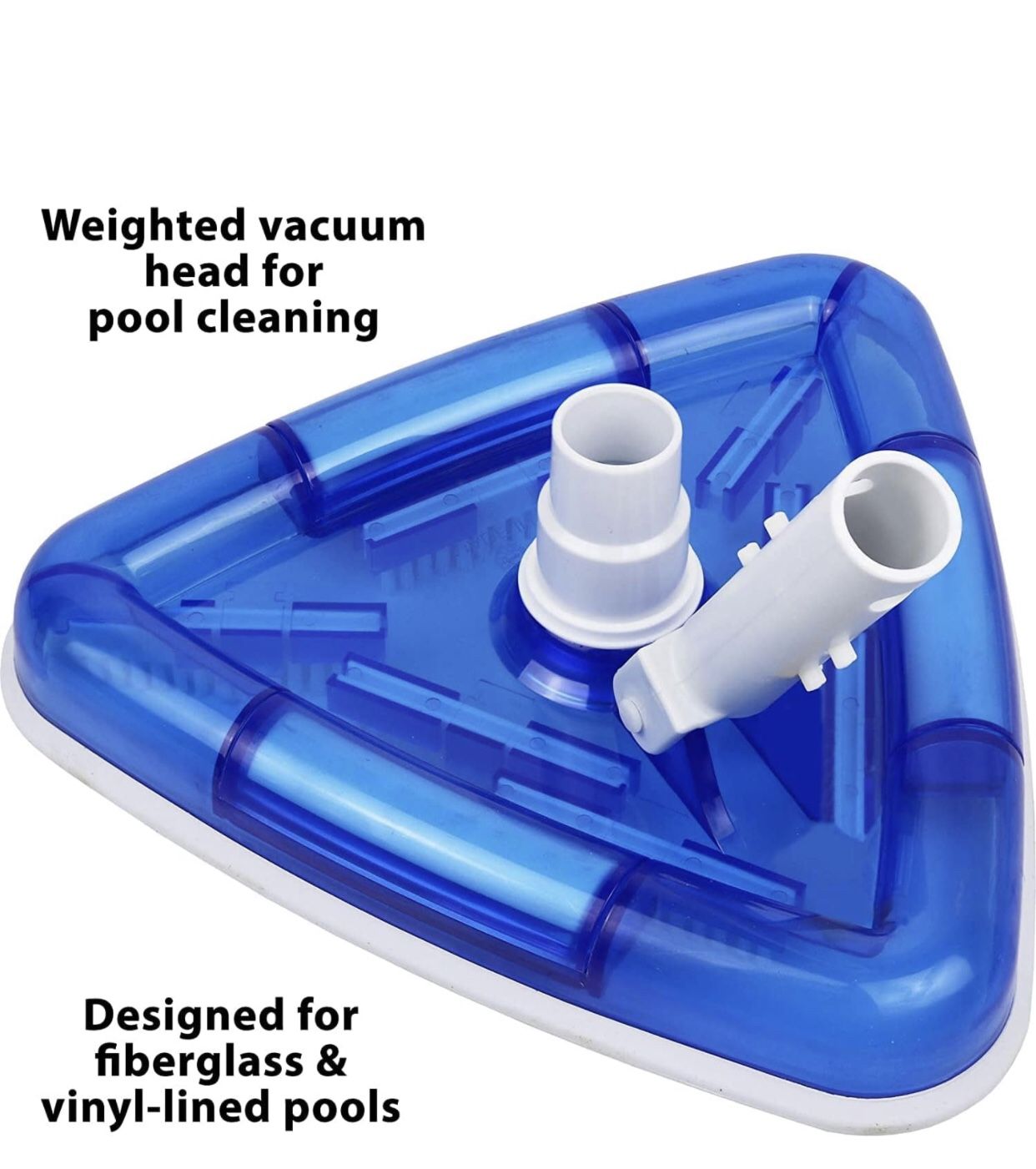 Greenco Triangular Blue Pool Vacuum Head for Inground & Vinyl Lined Swimming Pools - Manual Pool Vacuum for Inground Pools