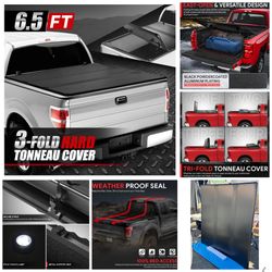 Ford F150 Truck 6.5Ft Short Bed FRP Hard Solid Tri-Fold Tonneau Cover