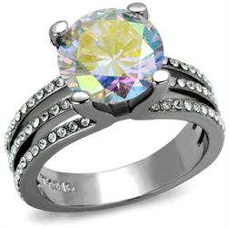 Stunning Cubic Zirconia Stainless Steel Engagement Ring