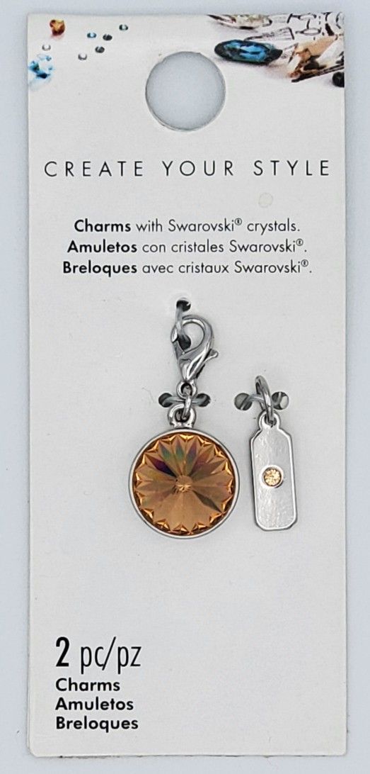 Swarovski CYS 2pc November/Lt Colorado Topaz Birth Stone Charm