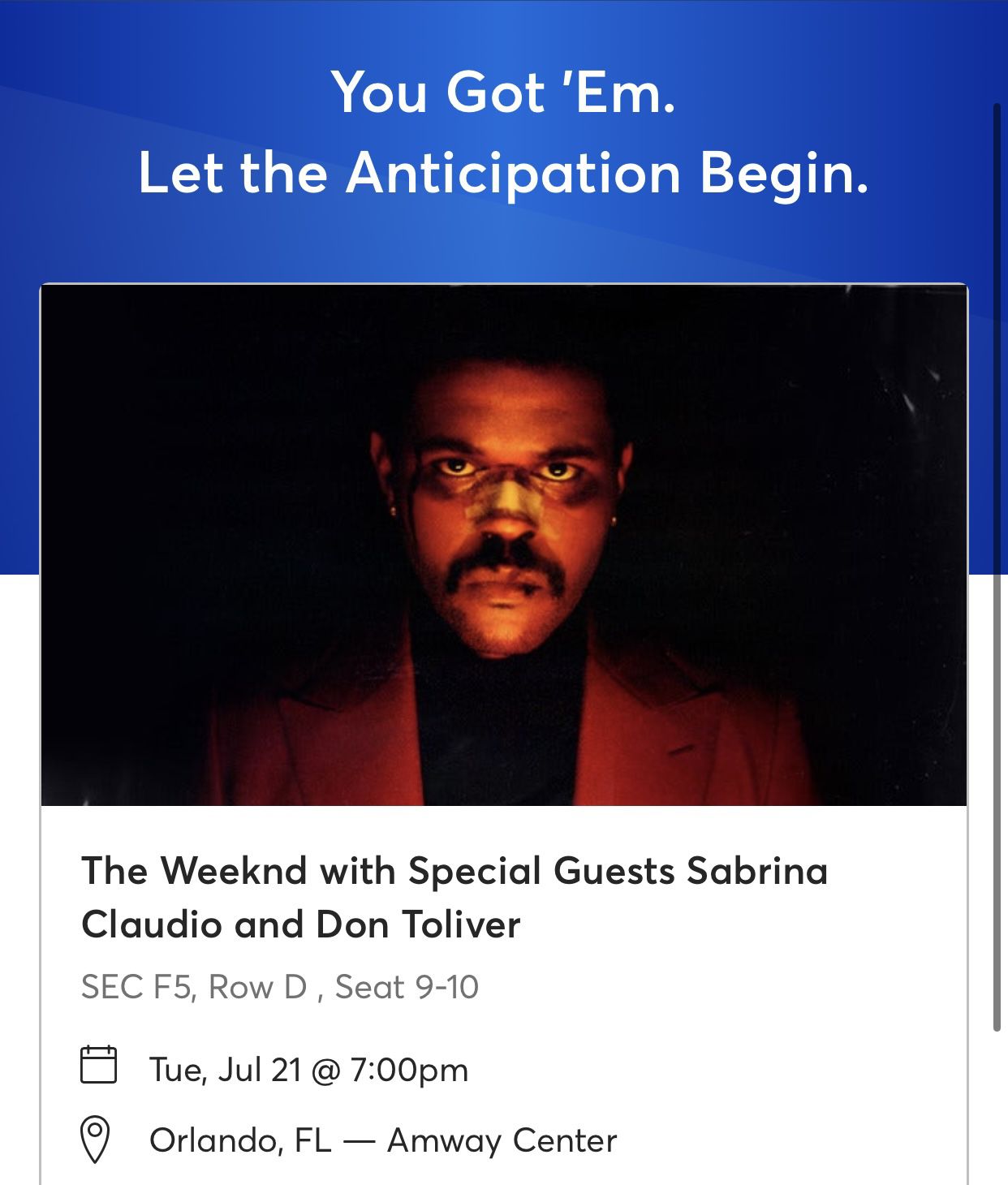 VIP THE WEEKND TICKETS!