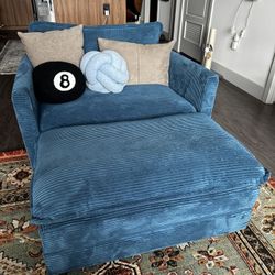 Hyleory Modern Corduroy Fabric Upholstered Accent Chair with Ottoman