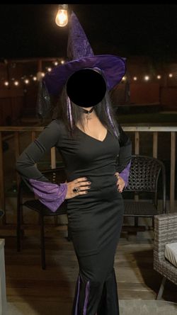 Halloween Costume - Witch dress, hat, Necklace, Hair Accessory