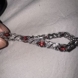 Sterling Silver & pink Garnet Tennis Bracelet 