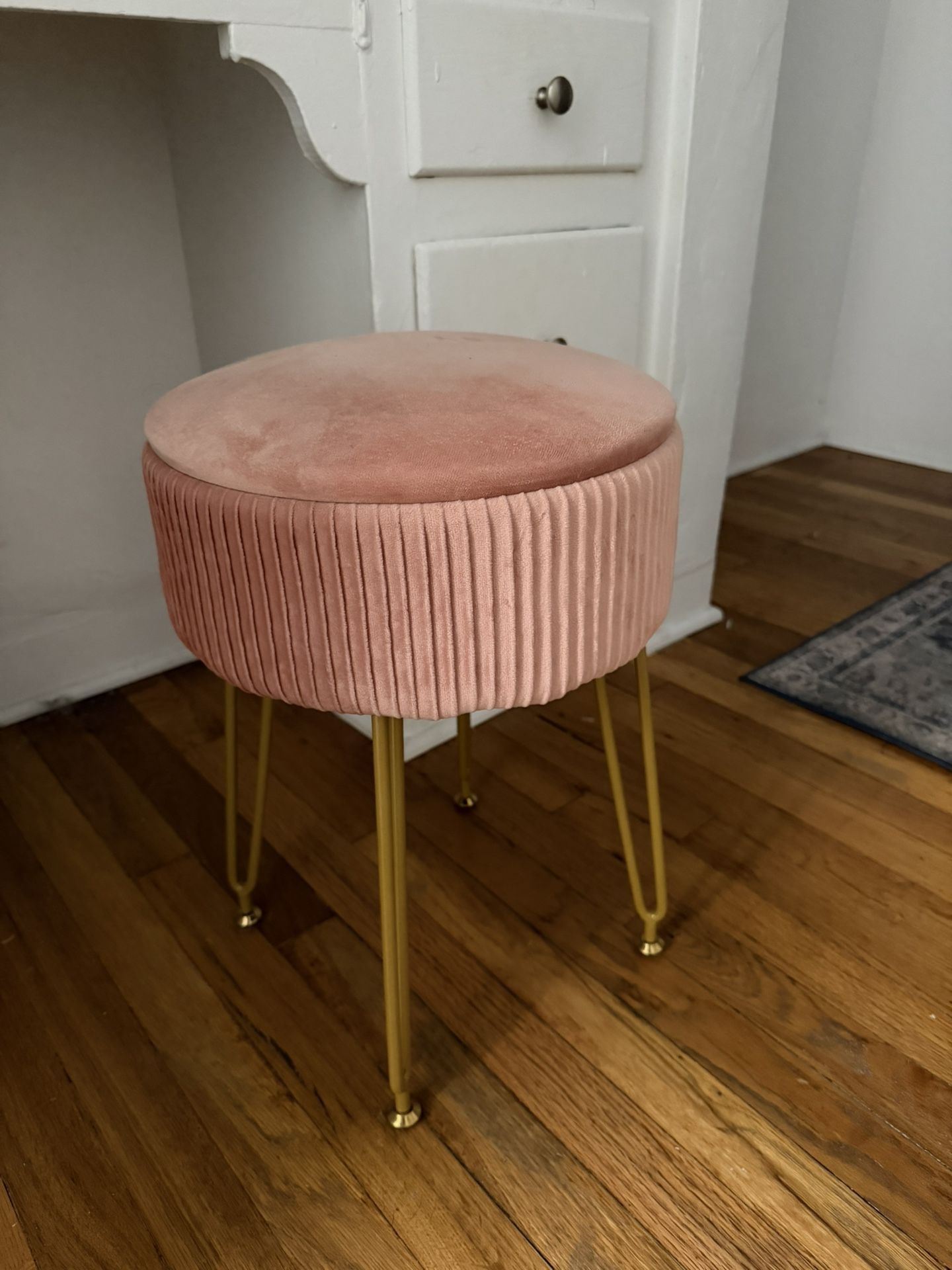 Pink velvet stool