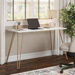 White with gold writing desk
