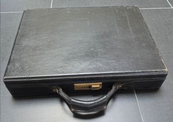 Vintage HARTMANN Black Belting Leather 4.25" Hard Side Combination Briefcase
