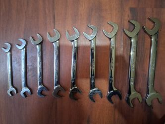Snap-on Set Of 1/2,9/16,5/8,11/16,3/4,13/16,7/8,15/16,1 4 Way Open End Wrenches