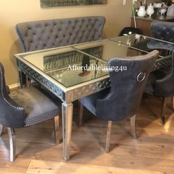 6 Pc Mirrored Dining Table Set Brand New In Box