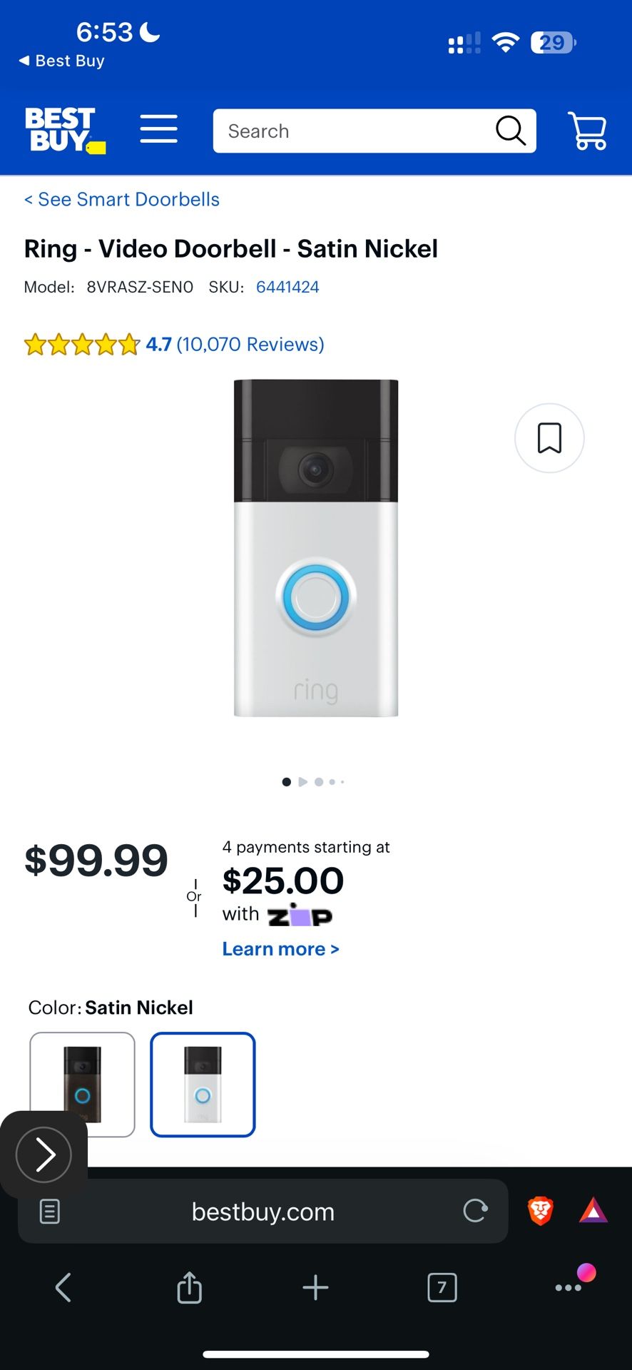 New Ring - Video Doorbell - Satin Nickel