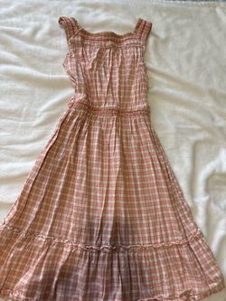 Pink Plaid Sleeveless Midi Dress 10/12 kids
