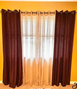 Window Treatments - 2 room darkening window panels and 2 sheers