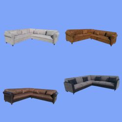 NEW 9x9ft Sectional COUCHES, BROWN COMBO, CHARCOAL MICROFIBER, CHOCOLATE MICROFIBER AND BLACK GREY FABRIC  Sofas / More Color Available ..