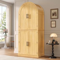 71" Tall Arched Kitchen Pantry Storage Cabinet,6-Tier Large Storage Cabinet with 2 Doors,Adjustable Shelves & Drawer for Living Room,Dining Room,
