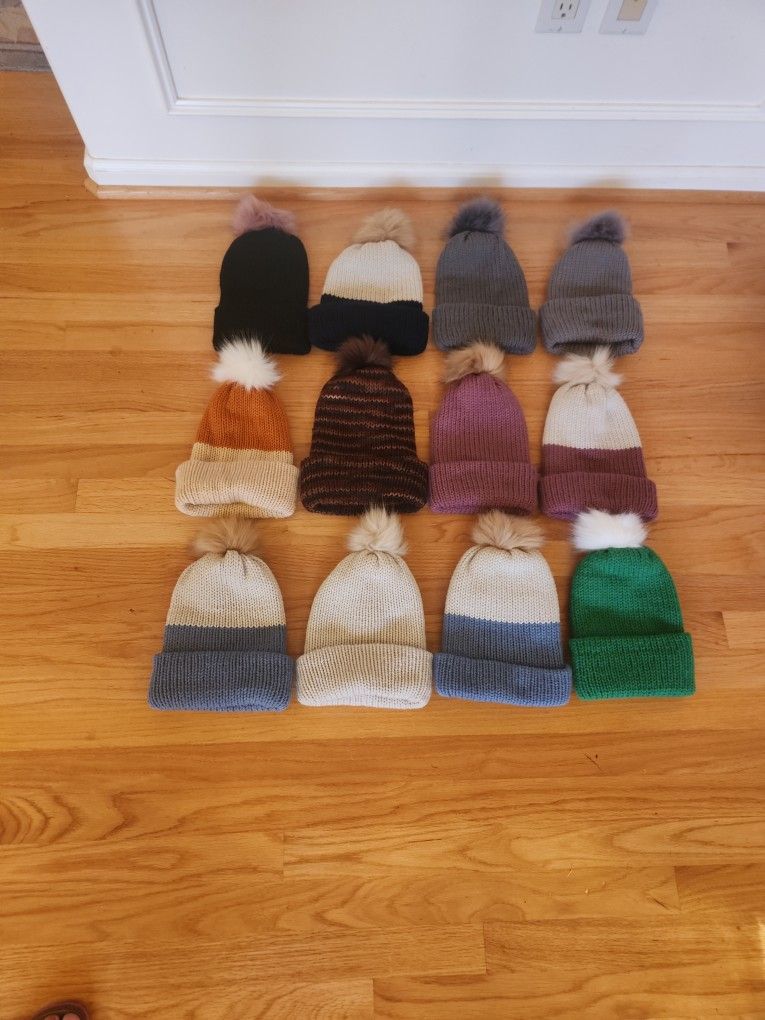 New! 12 Beanie Knitted Warm Hats Adult $4. Each