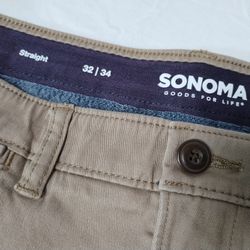 Mens Pants 32x34 Khaki Chino Straight