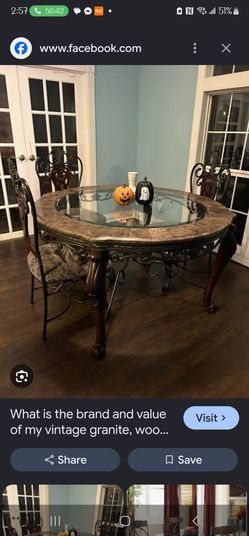 Round Granite & Glass Dining Table without Chairs