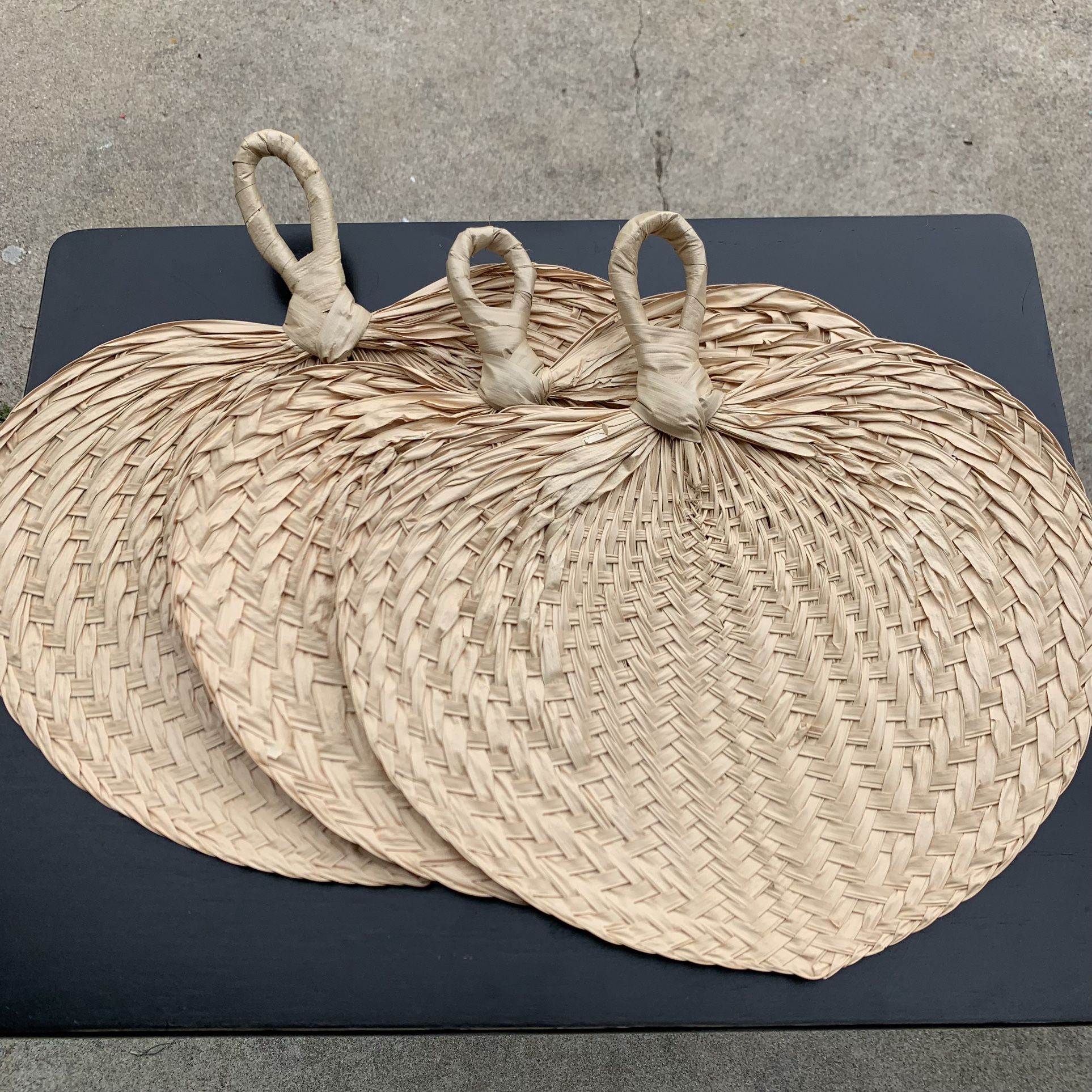 Vintage Retro Boho Wicker Rattan Fans Wall Decor